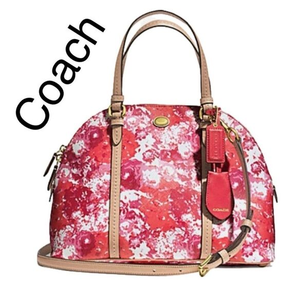 Coach Peyton Floral Cora Domed Shoulder Bag Satchel - Picture 1 of 10